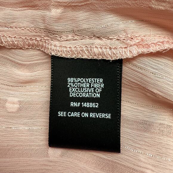 Torrid Pink Chiffon Textured Swiss Dot Semi-Sheer Bow Blouse Size 6X (30) - Picture 15 of 16